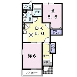 アンソレイユTN2 2DKの間取図画像