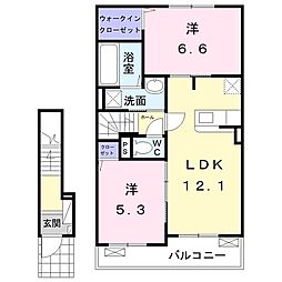 グレースパーク 2LDKの間取図画像