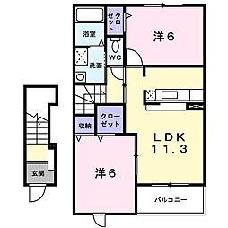 シンシアレジデンス 2LDKの間取図画像