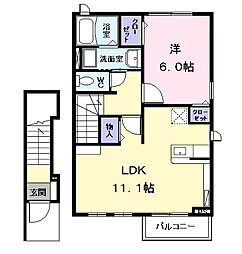 アザレア由 1LDKの間取図画像