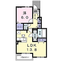 エクセリア立木1 1LDKの間取図画像