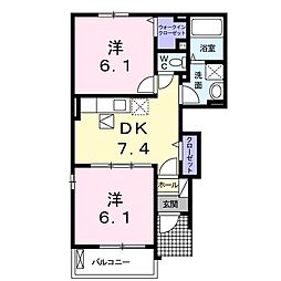 ヴァーサ・ミニッツ 2DKの間取図画像