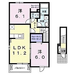 ソレイユアルカンシェルA 2LDKの間取図画像