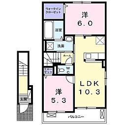 ルミエールジャルダン 2LDKの間取図画像
