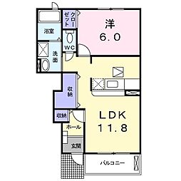シティーガーデン2 1LDKの間取図画像