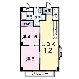 エルシャルマン 2階2LDKの間取り