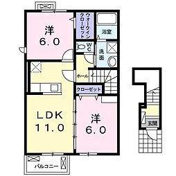 アドバンス池坊1 2LDKの間取図画像