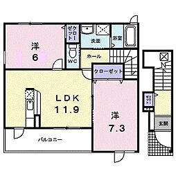 ボヌール 2LDKの間取図画像
