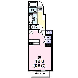 プリーマK2 ワンルームの間取図画像