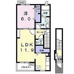 エレガントツリー 1LDKの間取図画像