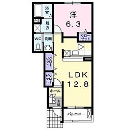 エスペランサ 1LDKの間取図画像