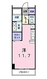 キューズ・リヴィエール ワンルームの間取図画像