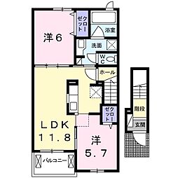 ロイヤル・フレーズA 2LDKの間取図画像