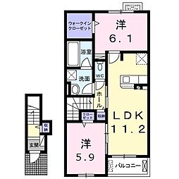 ラ・フィオーレ 2LDKの間取図画像