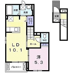メゾンドフルール2 1LDKの間取図画像