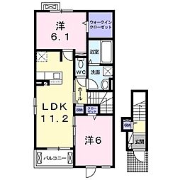 グランドソレイユA 2LDKの間取図画像