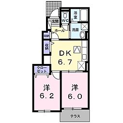 ヴィラ・パセーオ2 2DKの間取図画像