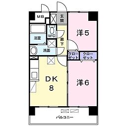 スカイウィング 2DKの間取図画像