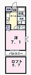 ビルベリー 1Kの間取図画像