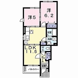 ファイン若松B 2LDKの間取図画像