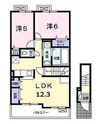 クオーレC 2LDKの間取図画像