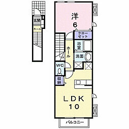 ルナピーノ 1LDKの間取図画像