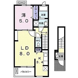 フェリーチェ上野山 1LDKの間取図画像