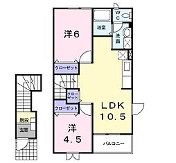メゾン田園サーティ2 2LDKの間取図画像