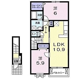 Ｒｉｒｉａ　VII　V 2階2LDKの間取り