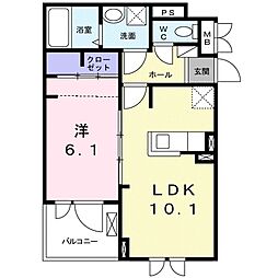 バンブーフォレスト2020A 1LDKの間取図画像