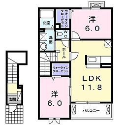 ラーマ3 2LDKの間取図画像
