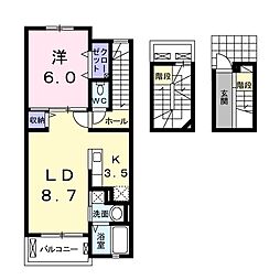 モデッサ東川口 1LDKの間取図画像