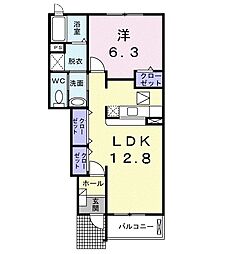 グレースコートB 1LDKの間取図画像
