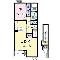りんりんハウスとちの木 1LDKの間取図画像