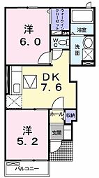 メディウム・マレ2 2DKの間取図画像