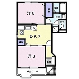 ヴァンクレール 2DKの間取図画像