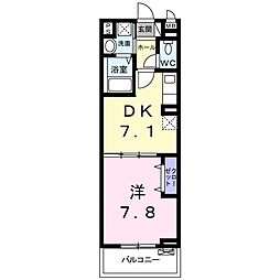 ロンボヌール宇治 1DKの間取図画像