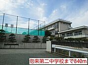 【中学校】勿来第二中学校まで840ｍ