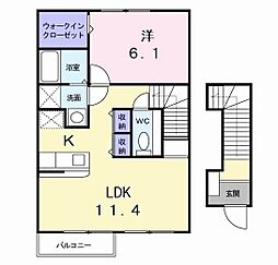 三好ケ丘ハイツ 1LDKの間取図画像