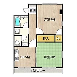 ロイヤルコーポ 2DKの間取図画像