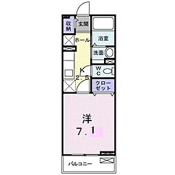 サンエスケーイワタ1棟 1Kの間取図画像