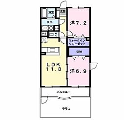 シャルマンレジデンス 2LDKの間取図画像