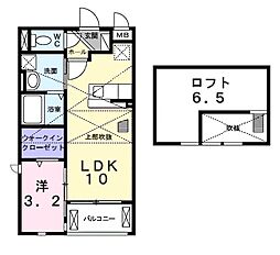 フェリーチェ野田 1LDKの間取図画像