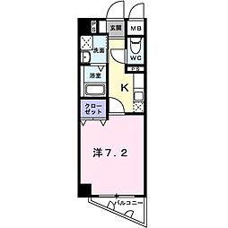 ウエストフロントA 1Kの間取図画像
