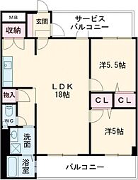 ピボットコート今池 2LDKの間取図画像