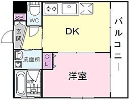 プリオーレ新開地 6階1DKの間取り