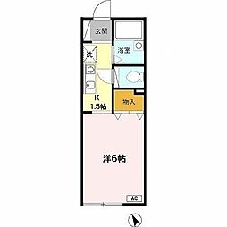 西舞子グリーンハウス 1Kの間取図画像