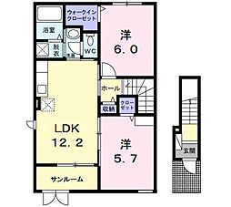 スペーシア 2LDKの間取図画像