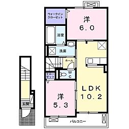 メビウス伊万里C 2LDKの間取図画像