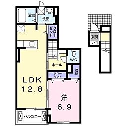 ベルガモット 1LDKの間取図画像